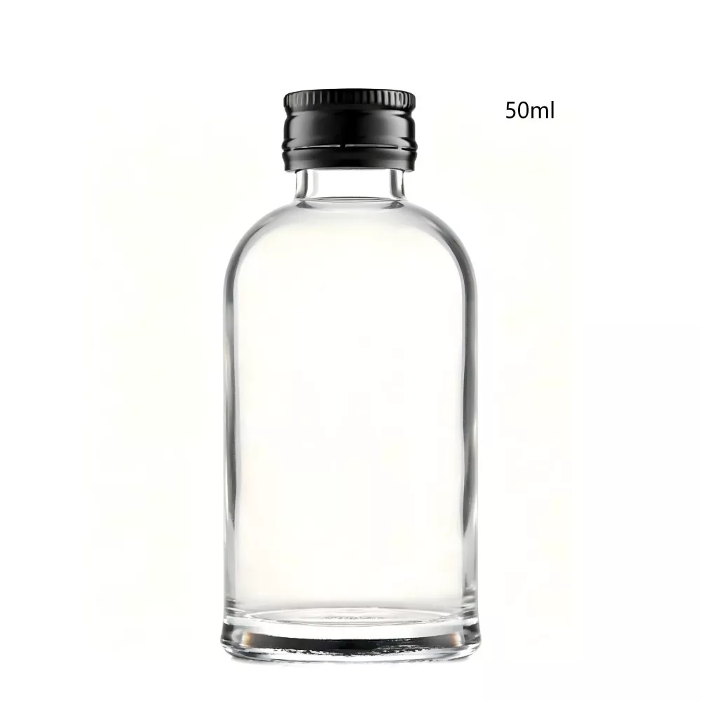 50 ml-ko beirazko whisky irlandar botila biribila torlojudun tapoiarekin